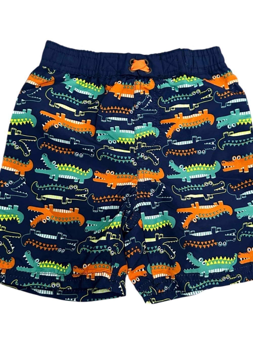 Navy Alligator Swim Trunks Shorts Orange Teal Print 2T